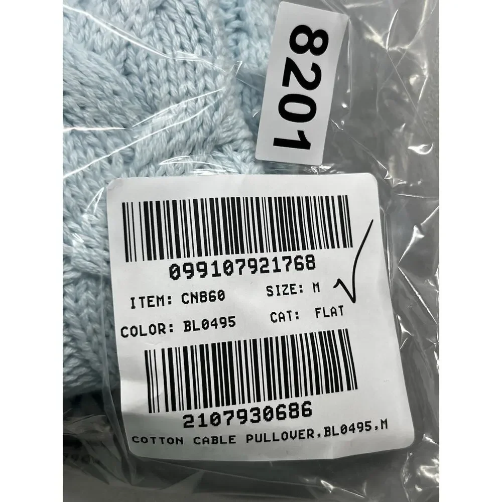 J Crew Cable Knit Crewneck Sweater Womens Medium Blue Midday Skies Classic